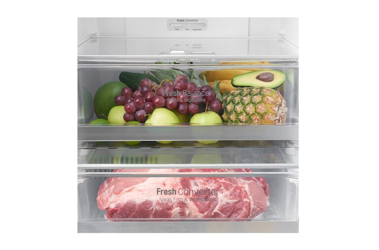 LG Hrubý objem 348 l | 259 kWh/rok | LG Lineární invertorový kompresor | LG Total No Frost | Multi-Air Flow™ | NatureFRESH | Vnější LED displej | Smart Diagnosis™, GBB59SWFZB